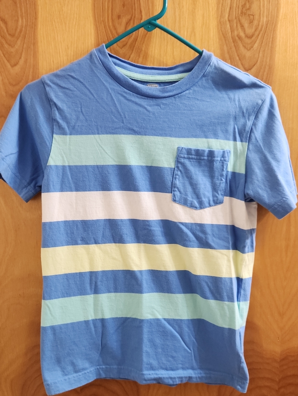 Old Navy Kids Blue Striped Pocket Tee